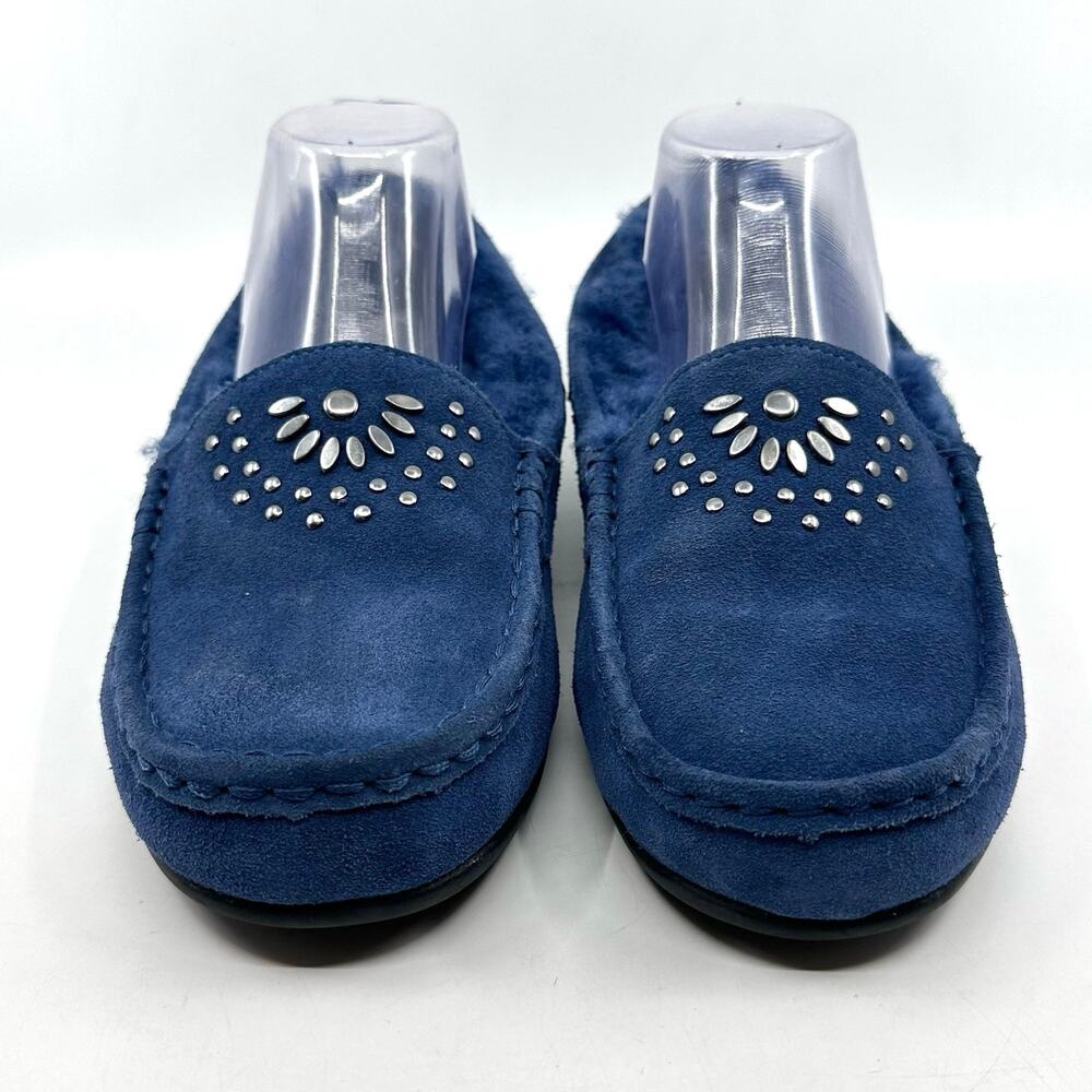 Abeo Studded Comfort Shoes Women's US 9 Blue Loafers Slip On AVW016 Furr Lining